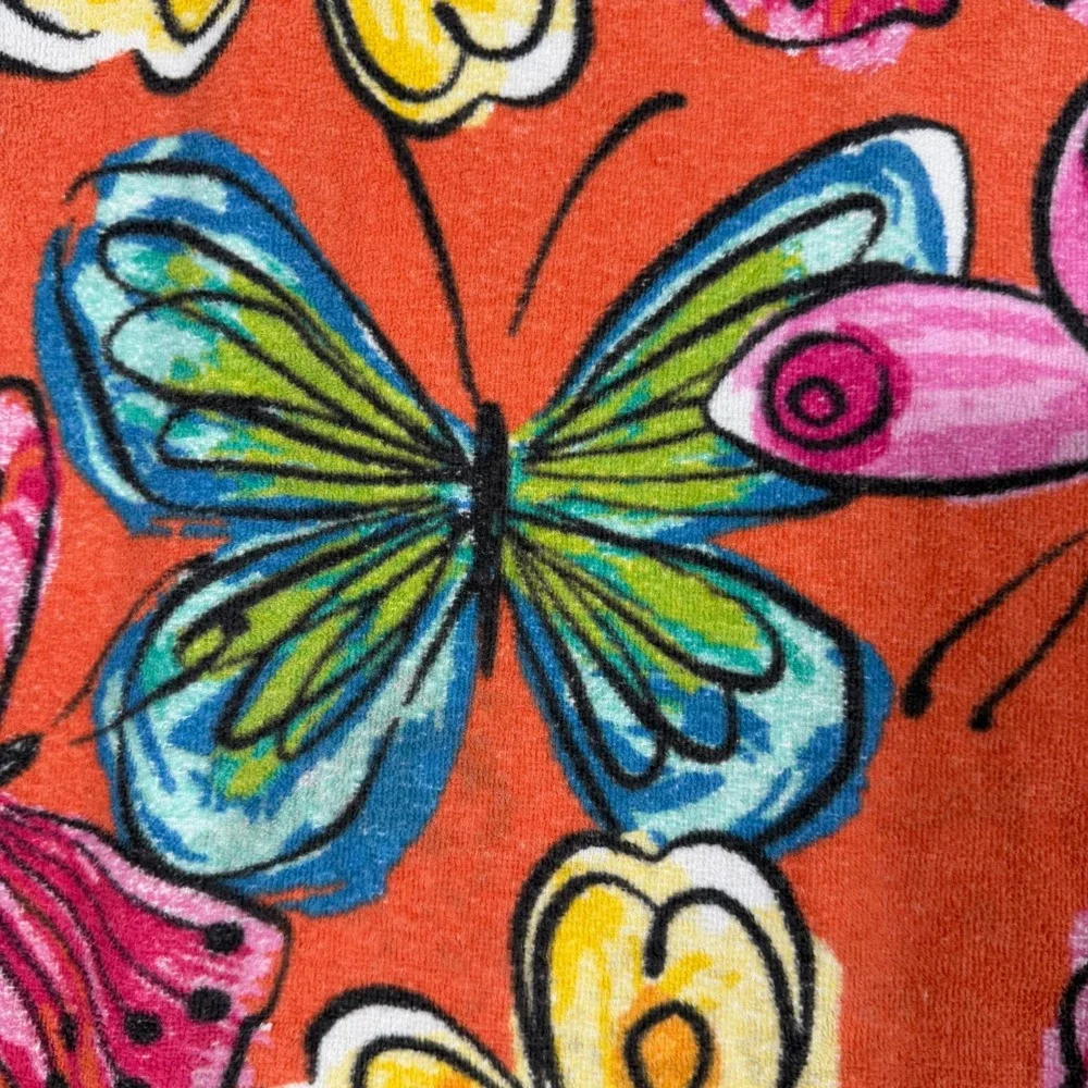Mainstays Butterfly Beach Towel Orange Pink Blue 100% Cotton Retro Fairy 27